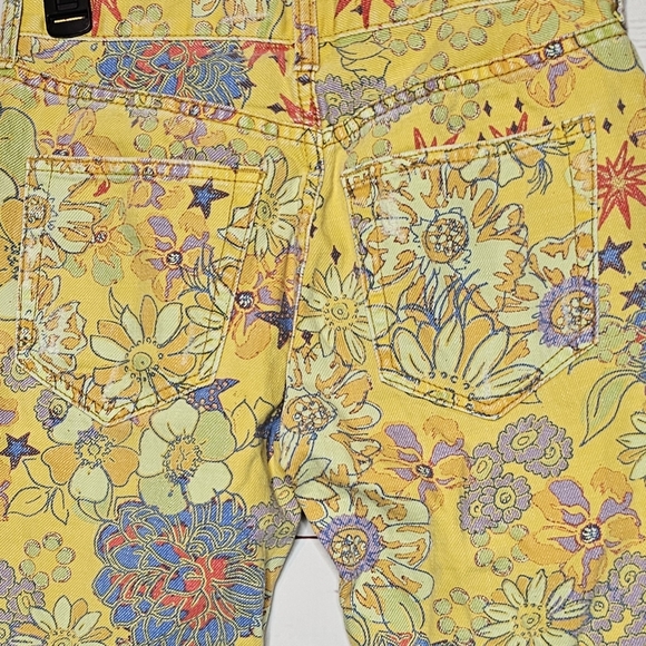 Free People Alani Floral Yellow Denim Cut Off Shorts - Picture 6 of 12